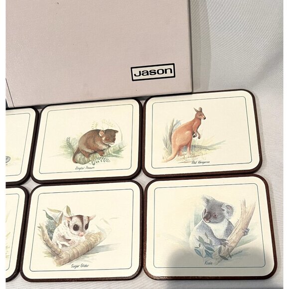 Jason Coasters Australian Animal Set 6 Cork Back Kangaroo Koala etc ORIGINAL BOX - Picture 8 of 11